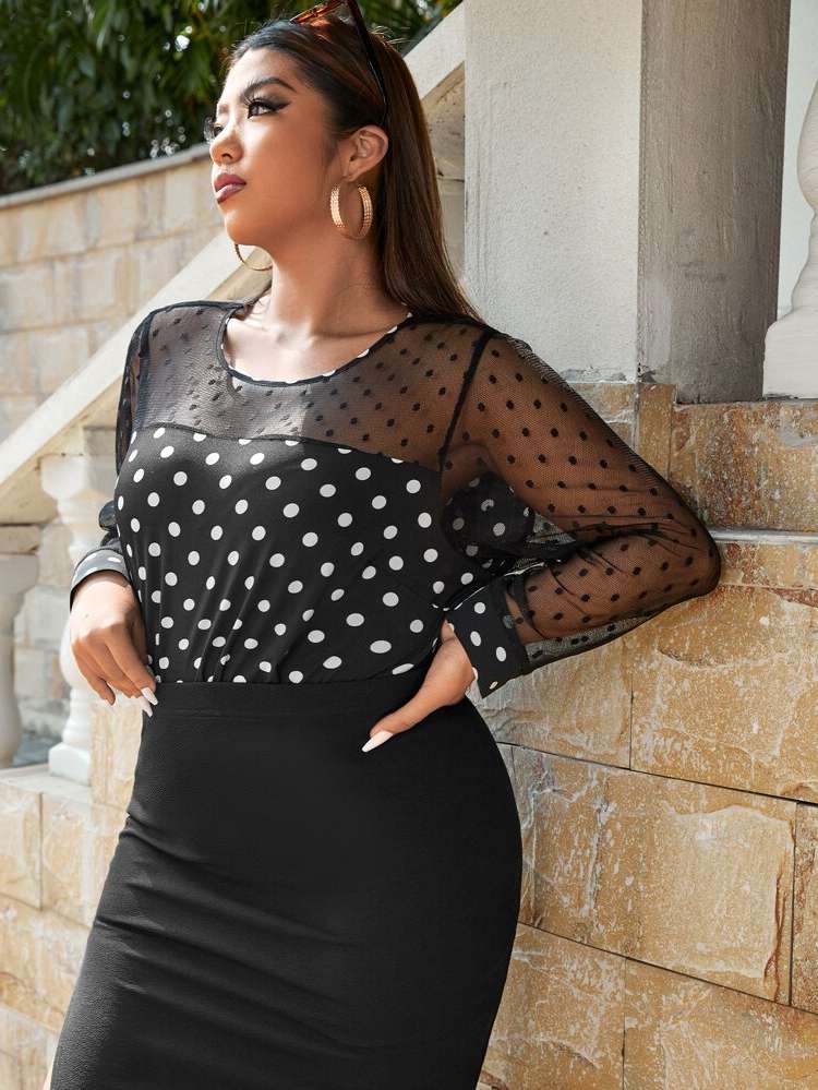  Regular Fit Round Neck Plus Size Tops 5902