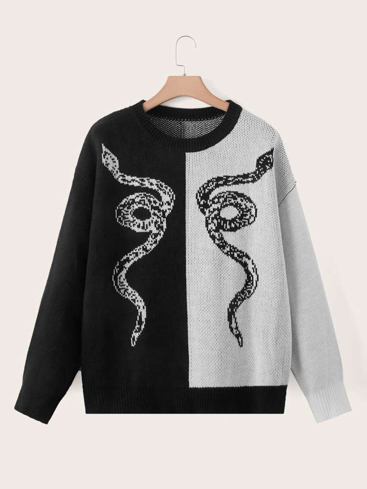 Round Neck Animal Regular Fit Plus Size Sweaters 914