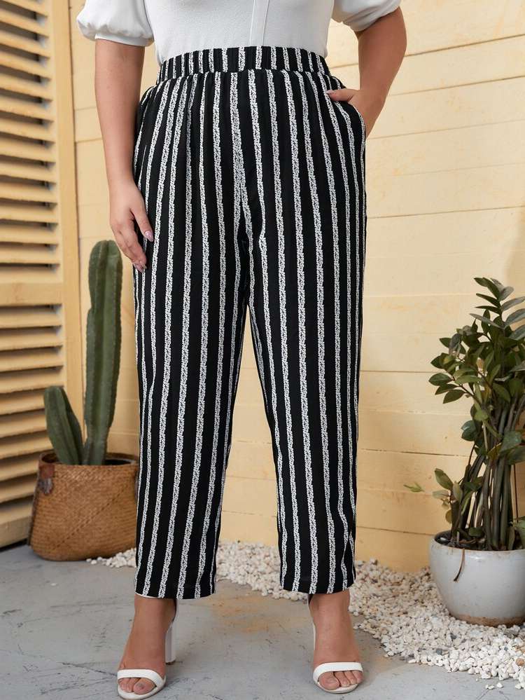 Casual  Regular Fit Plus Size Pants 133