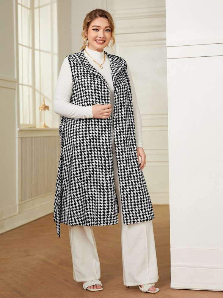  Casual Regular Fit Sleeveless Plus Size Overcoats 793