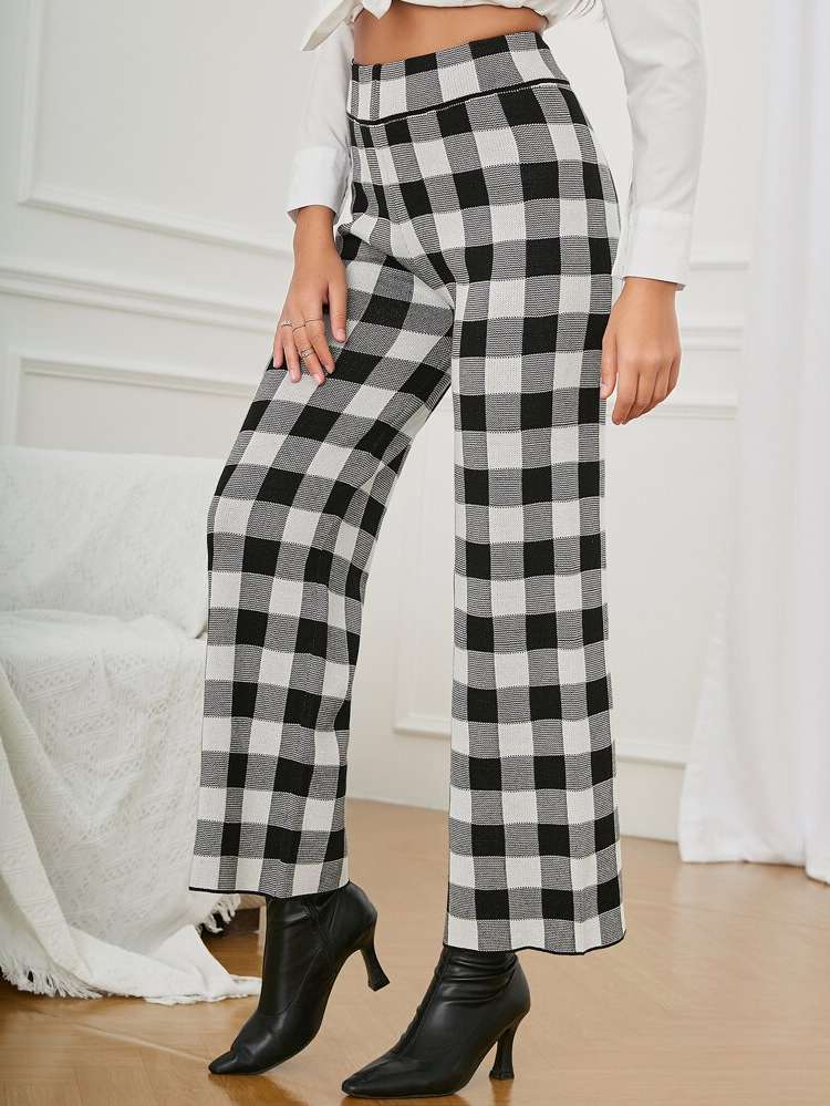 Black and White Casual  Women Sweater Pants 3220