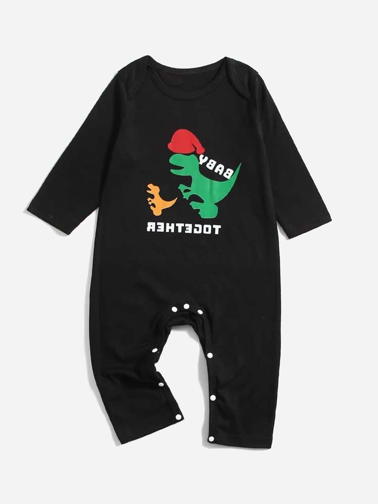 Casual Black Letter Baby Jumpsuits 7714