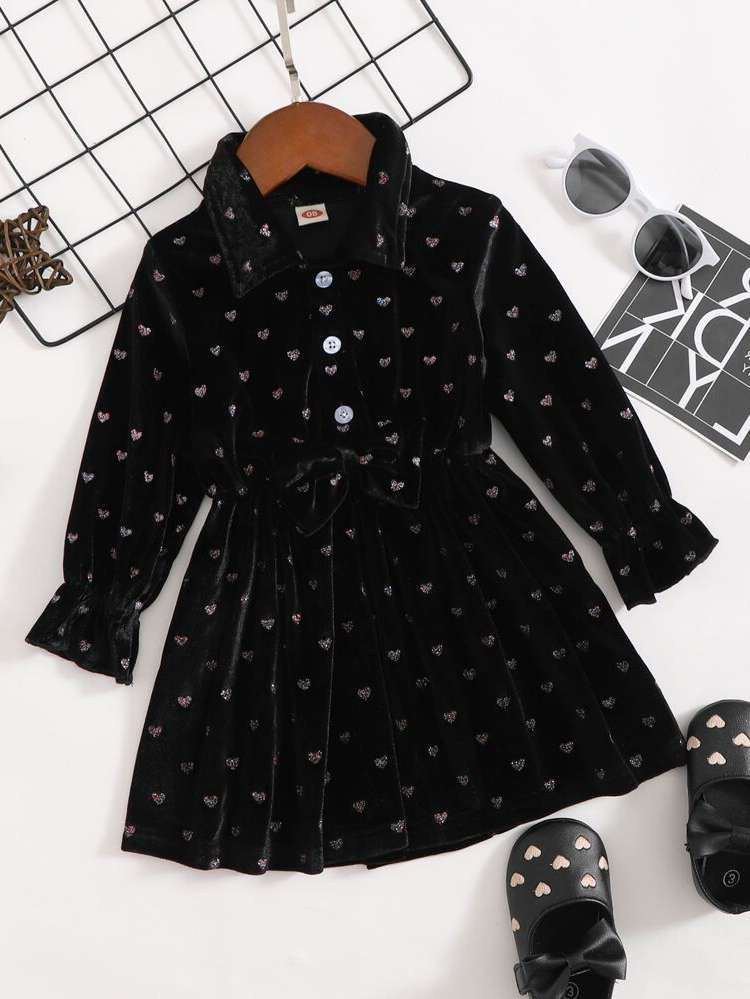  Collar Long Sleeve Heart Baby Dresses 211