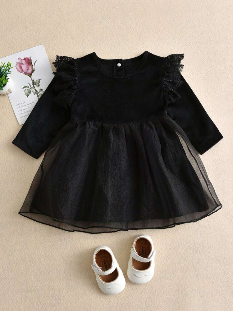  Plain Long Sleeve Baby Dresses 1243