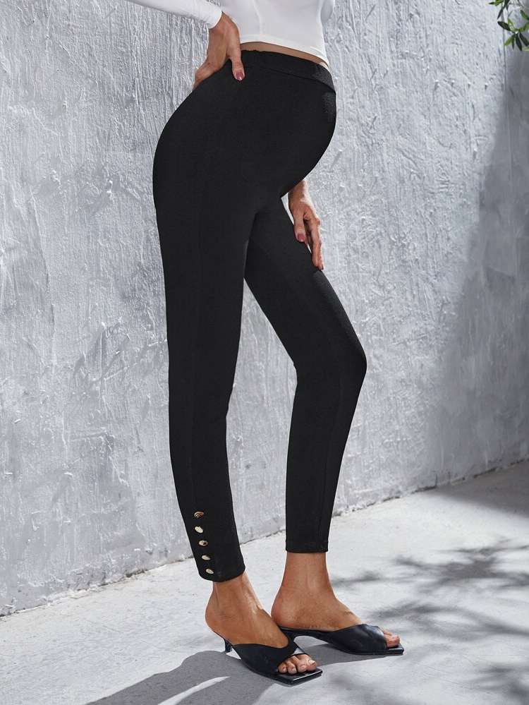 Cropped Skinny Plain Black Maternity 9531