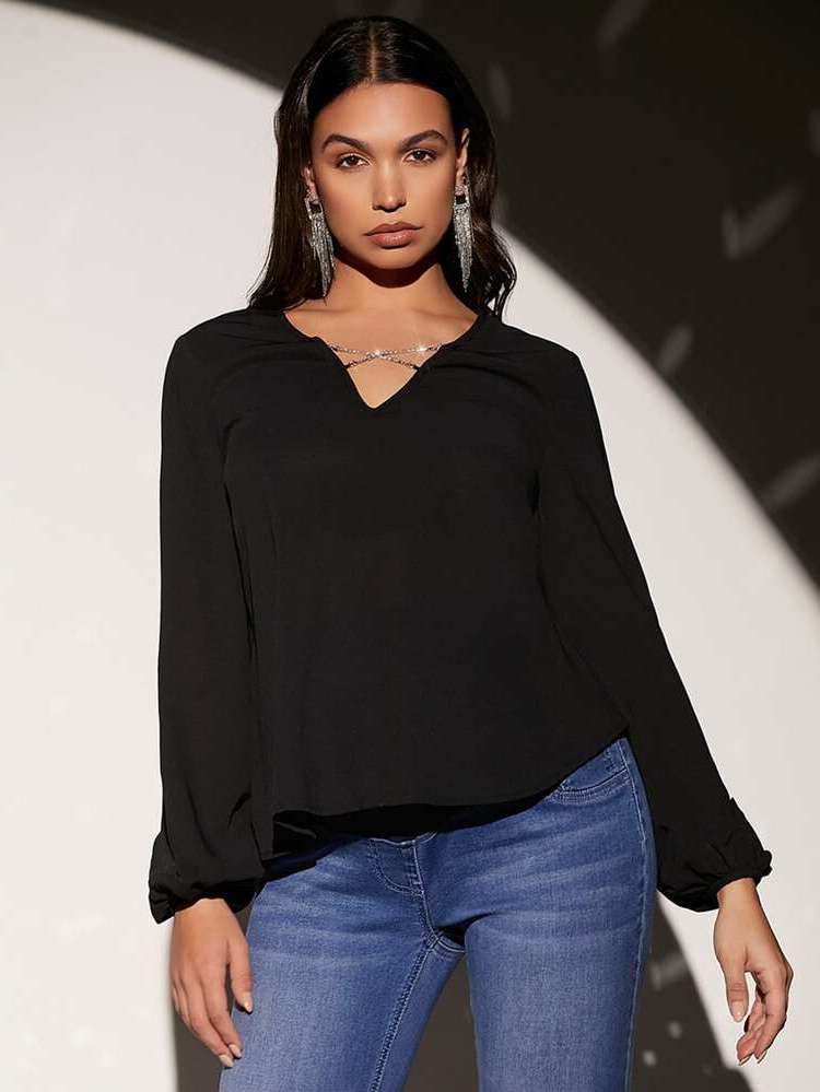 Black Long Sleeve Regular Fit V neck Maternity 8625