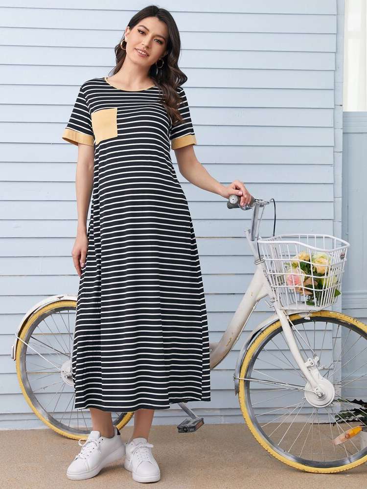 Casual Striped Round Neck Regular Fit Baby  Mom 946