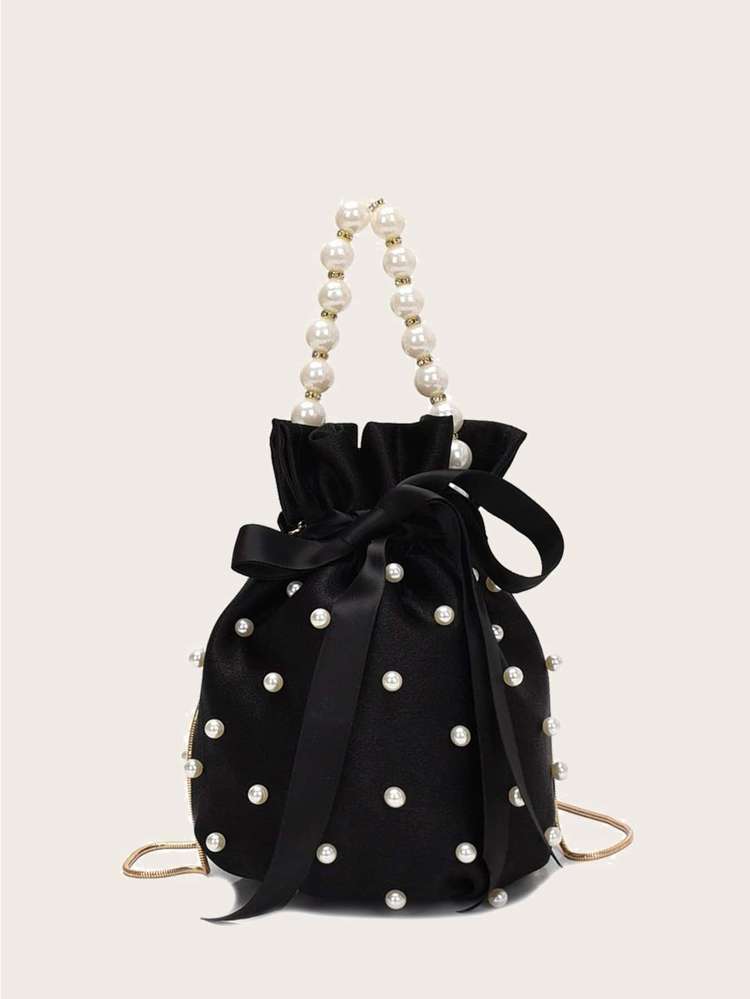  Pearls Black Plain Bags 155