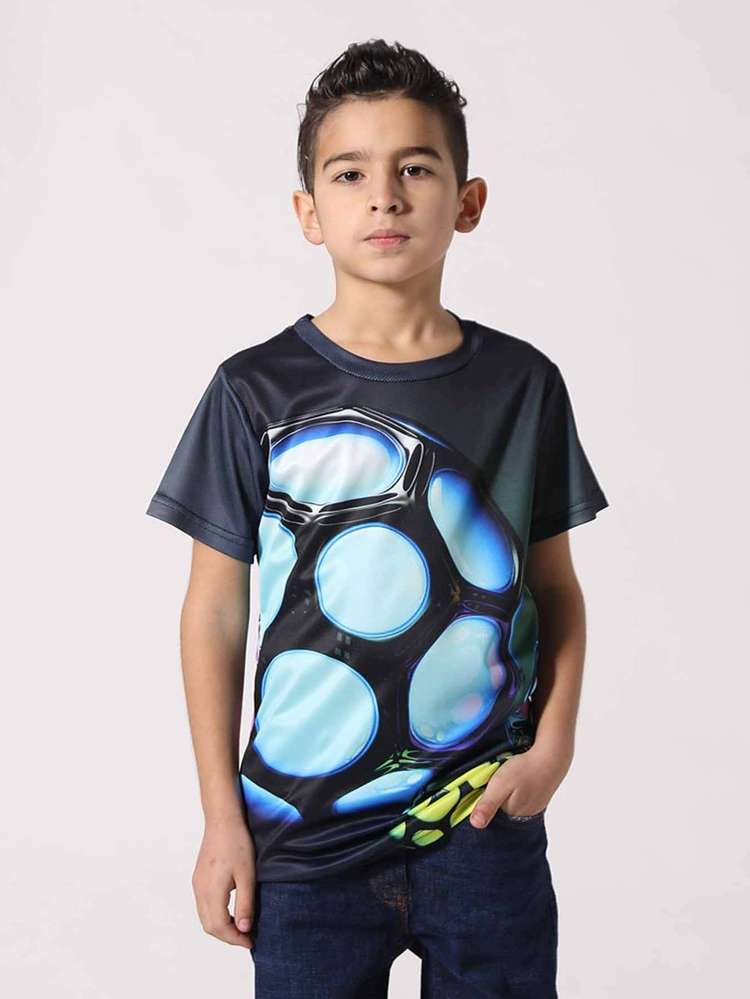 Black Regular Fit Geometric Boys Clothing 3694