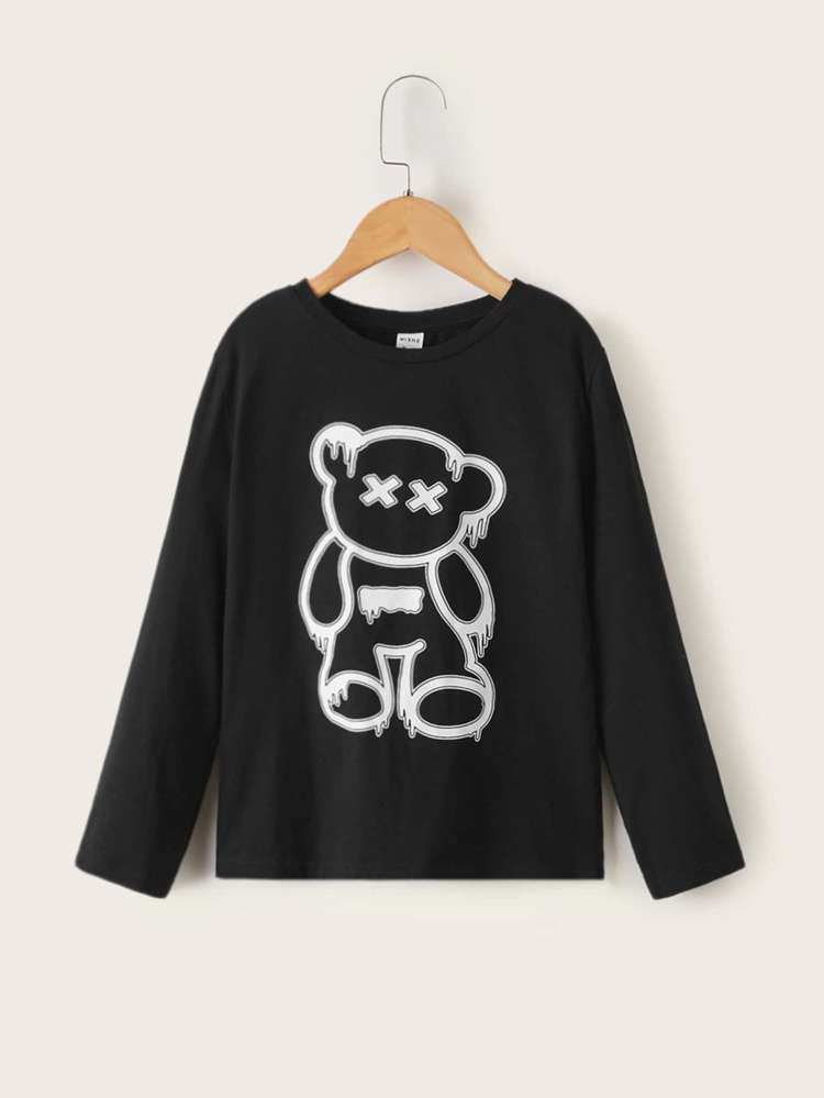  Black Cartoon Long Sleeve Boys Clothing 3828