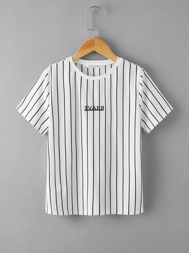 Letter Short Sleeve Round Neck Boys T-Shirts 5245