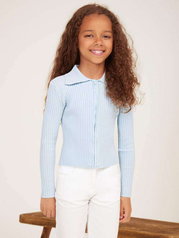 Casual Plain Long Sleeve Girls Clothing 429