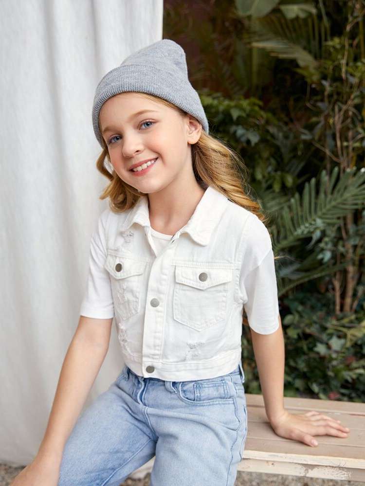 Regular Fit Crop Short Sleeve Kids Clothing 3291