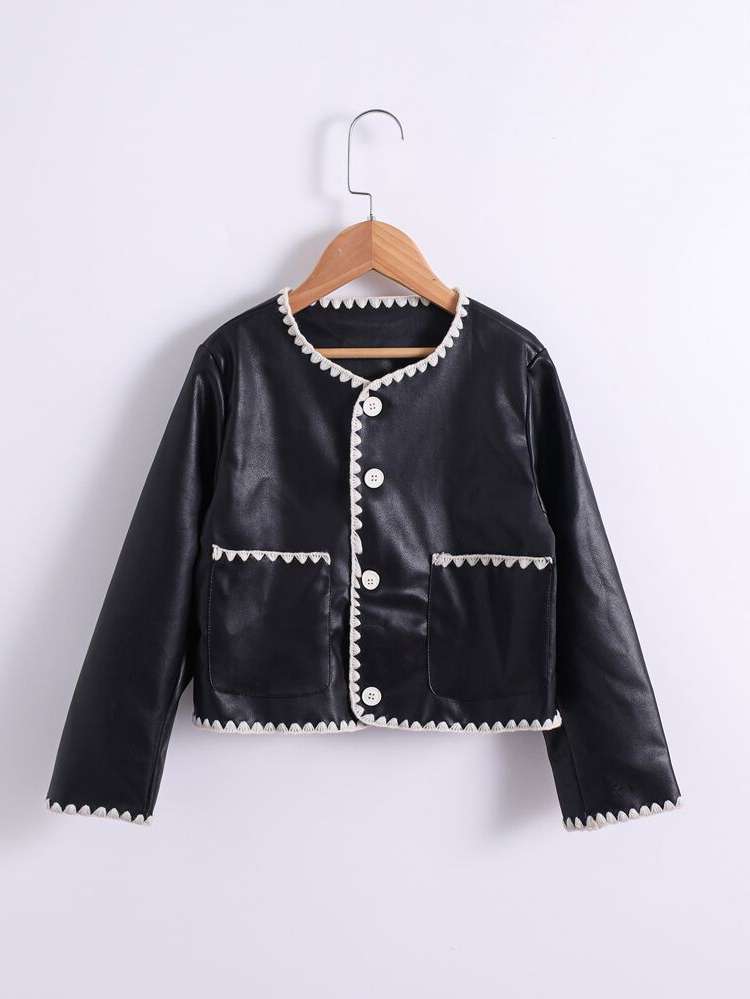 Regular Fit Long Sleeve Round Neck Black Kids Clothing 5978