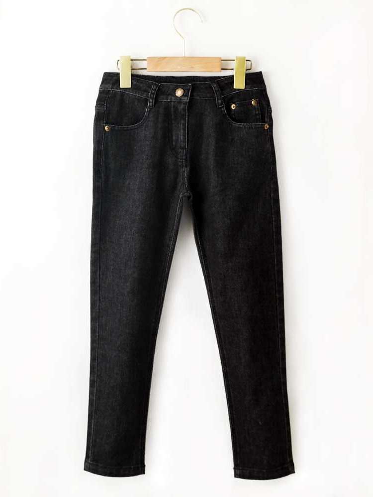  Long Black Girls Jeans 8406