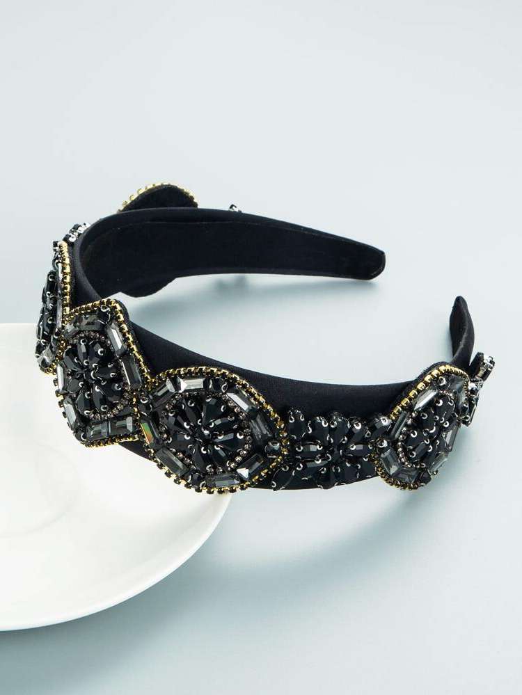 Black Glamorous Gemstone Apparel Accessories 5350