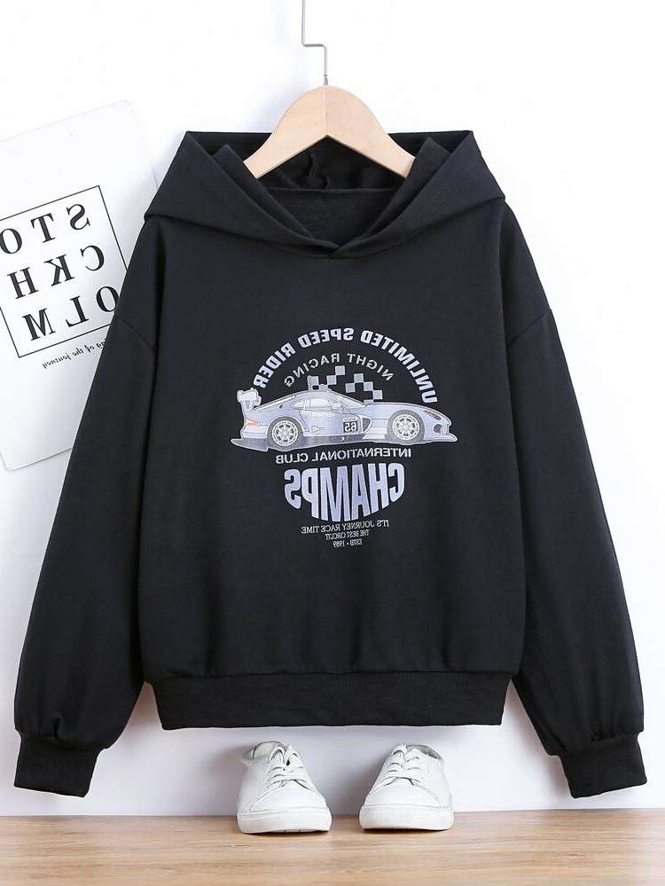 Long Sleeve Hooded Car Girls Sweatshirts 516