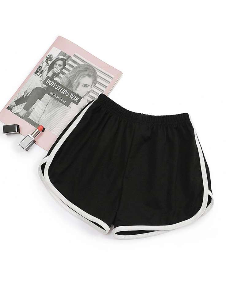 Plain Sporty Contrast Binding Girls Bottoms 3872