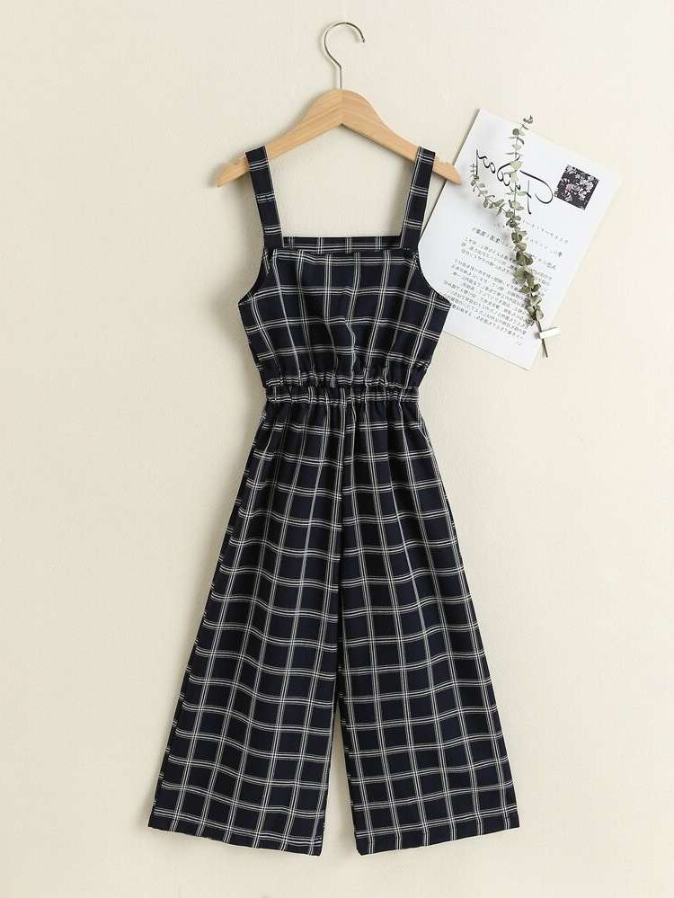 Black Casual Plaid Girls Clothing 9229