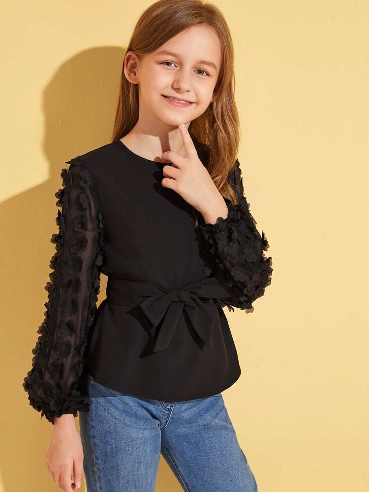 Regular Fit Black Round Neck Kids Clothing 6917