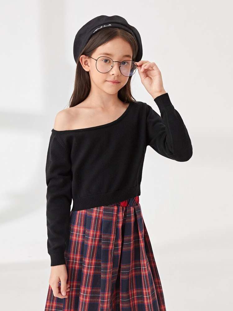  Long Sleeve Asymmetrical Neck Kids Clothing 218