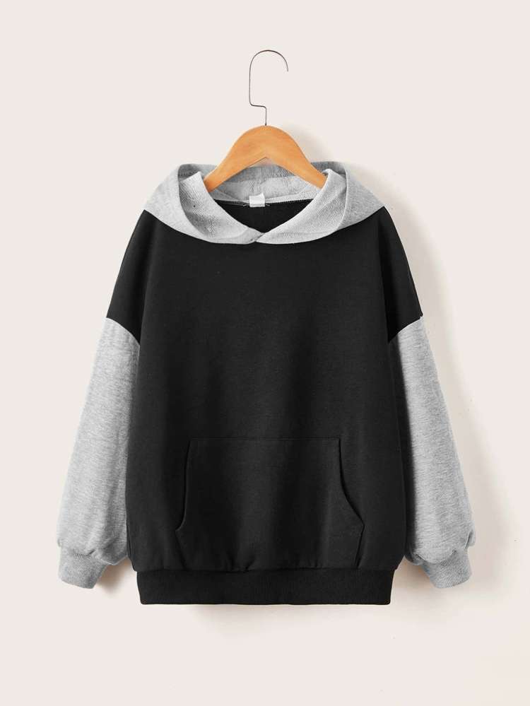  Black Colorblock Girls Sweatshirts 8811