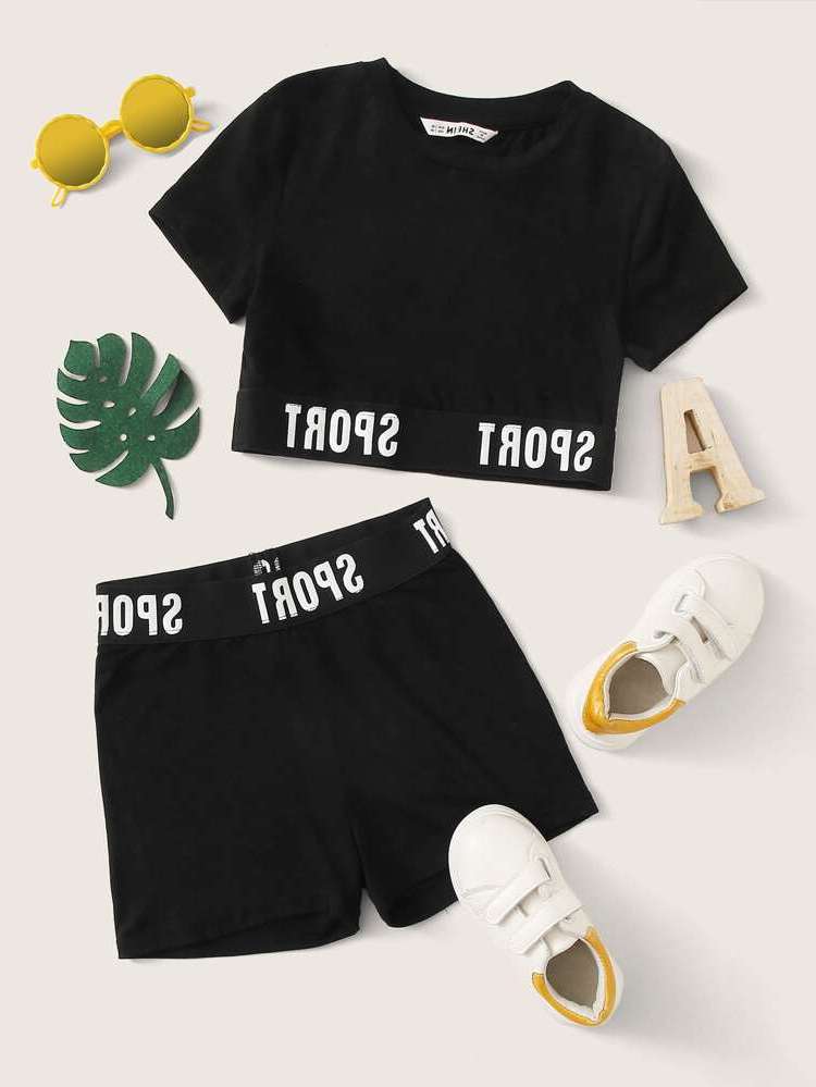 Sporty Round Neck Letter Kids Clothing 5020