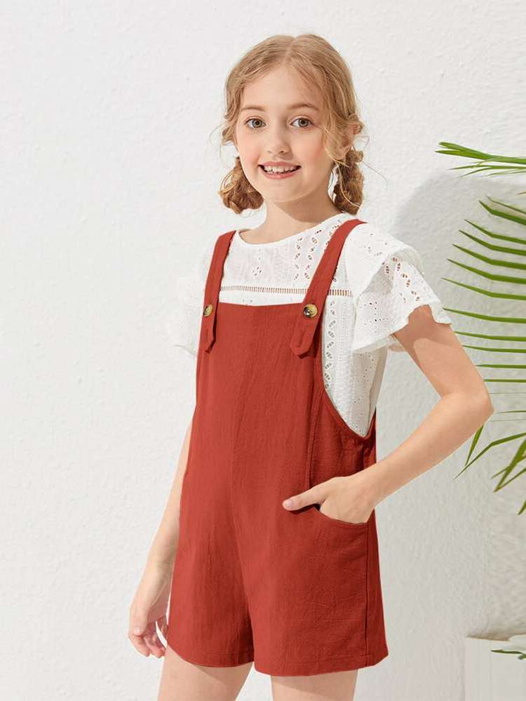 Regular Fit Sleeveless Straps Girls Jumpsuits 8970