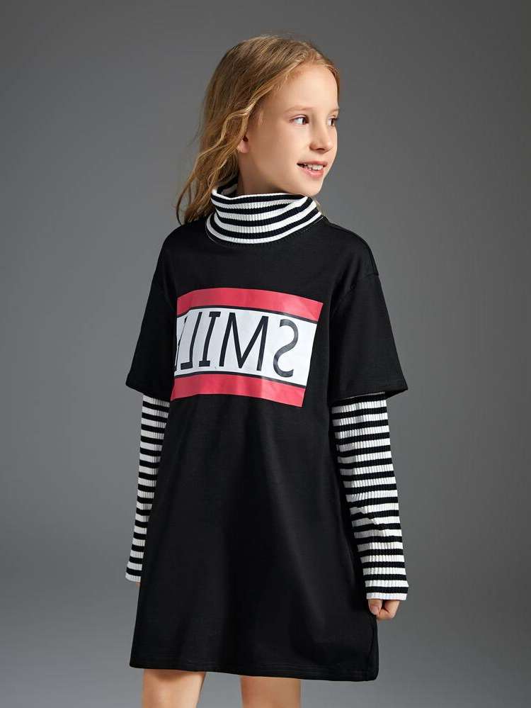 Short High Neck Black Kids Clothing 8256