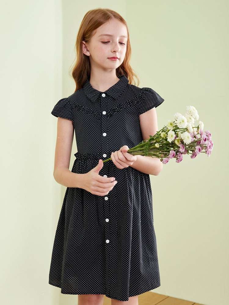  Collar Cute Knee Length Girls Dresses 6010