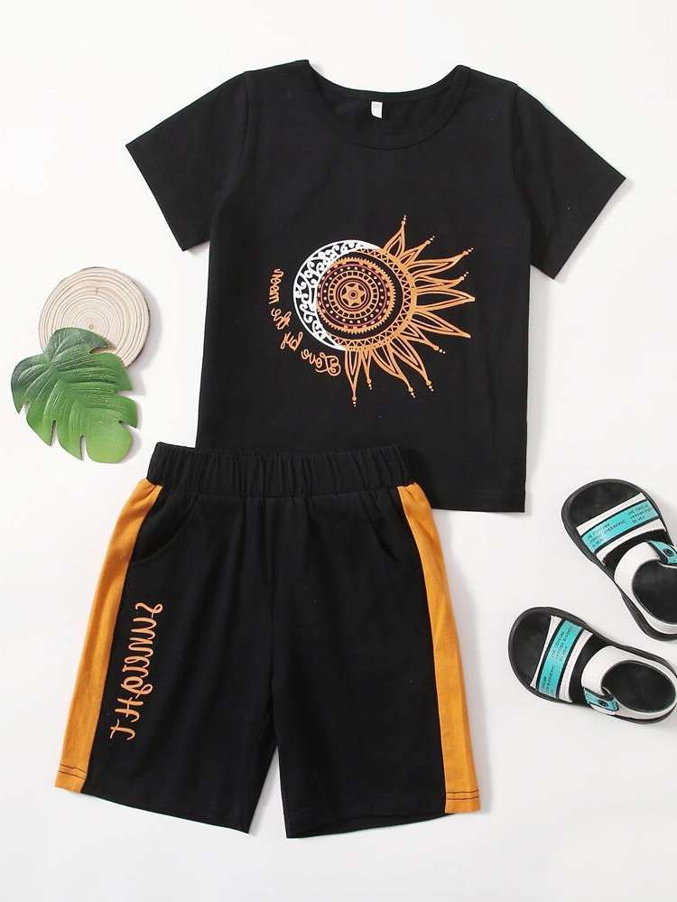 Short Sleeve Casual Round Neck Kids Clothing 618