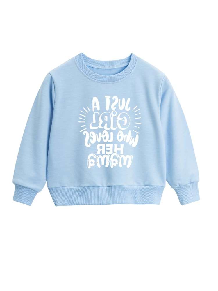 Slogan Long Sleeve Black Toddler Girls Clothing 7921