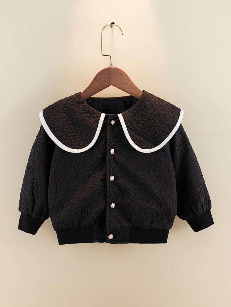 Peter Pan Collar Regular Cute Toddler Girls Outerwear 8983