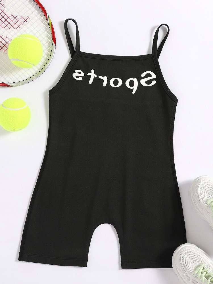 Short Sleeveless Spaghetti Strap Letter Toddler Girls Clothing 5509