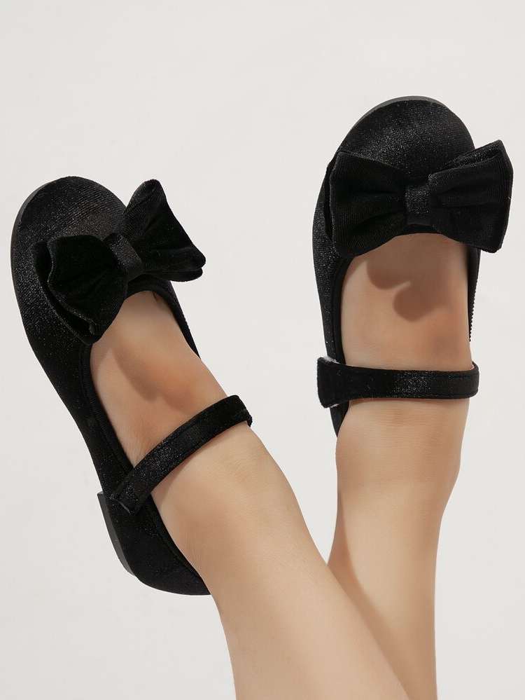 Bow Plain Black Shoes 405