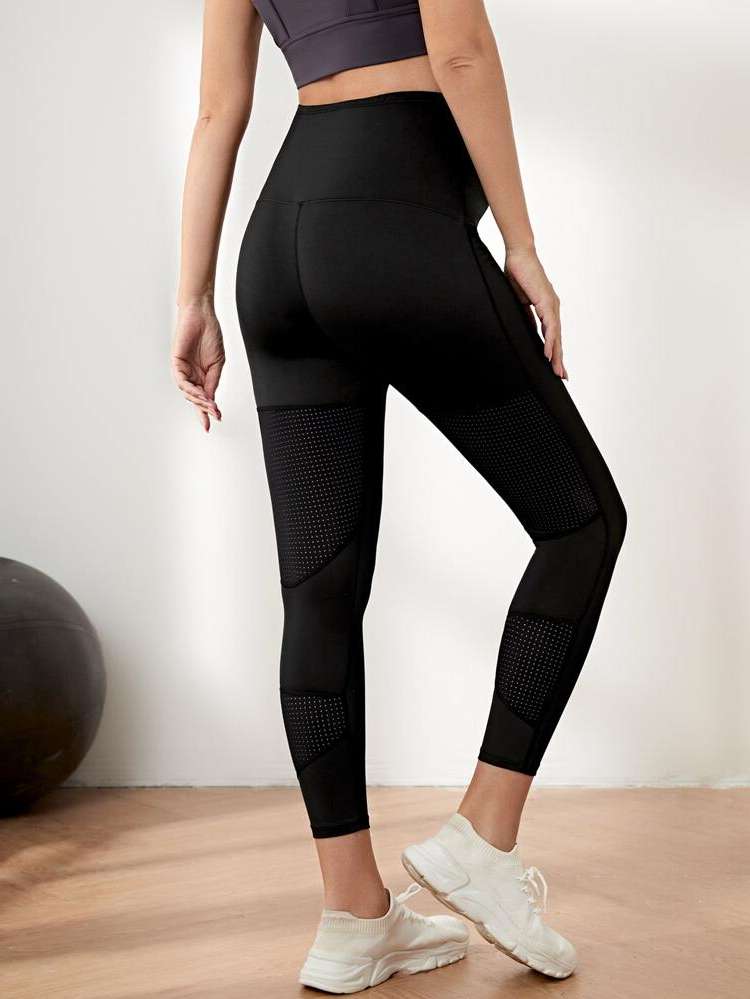 Contrast Mesh Capris Skinny Maternity 6820