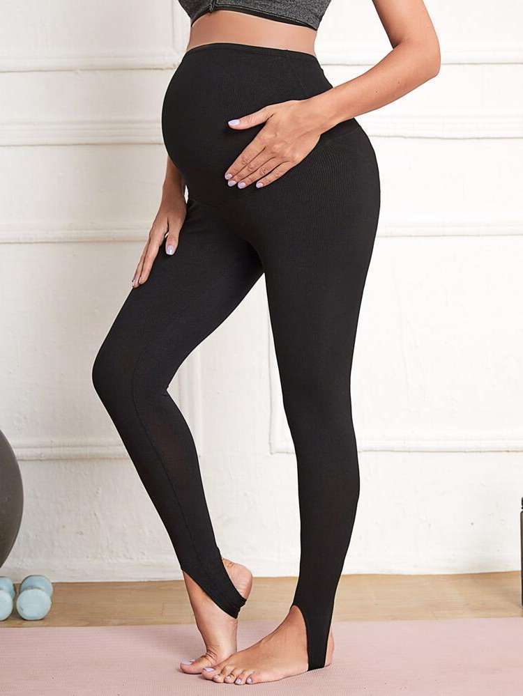 Plain Black Skinny Maternity Leggings 5035