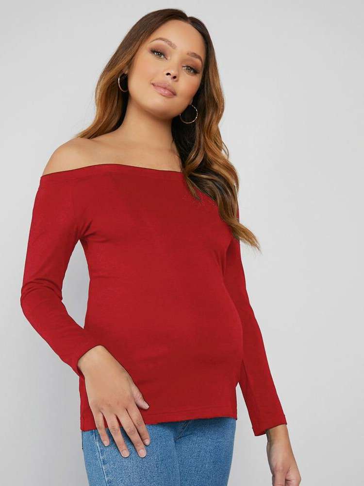 Slim Fit Casual Off the Shoulder Maternity 8854