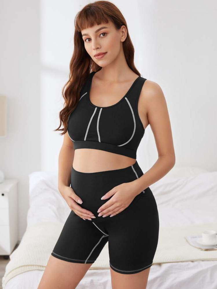 Sleeveless Scoop Neck Sporty Slim Fit Maternity 664