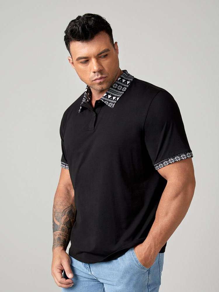 Casual Black Polo Regular Men Polo Shirts 9858