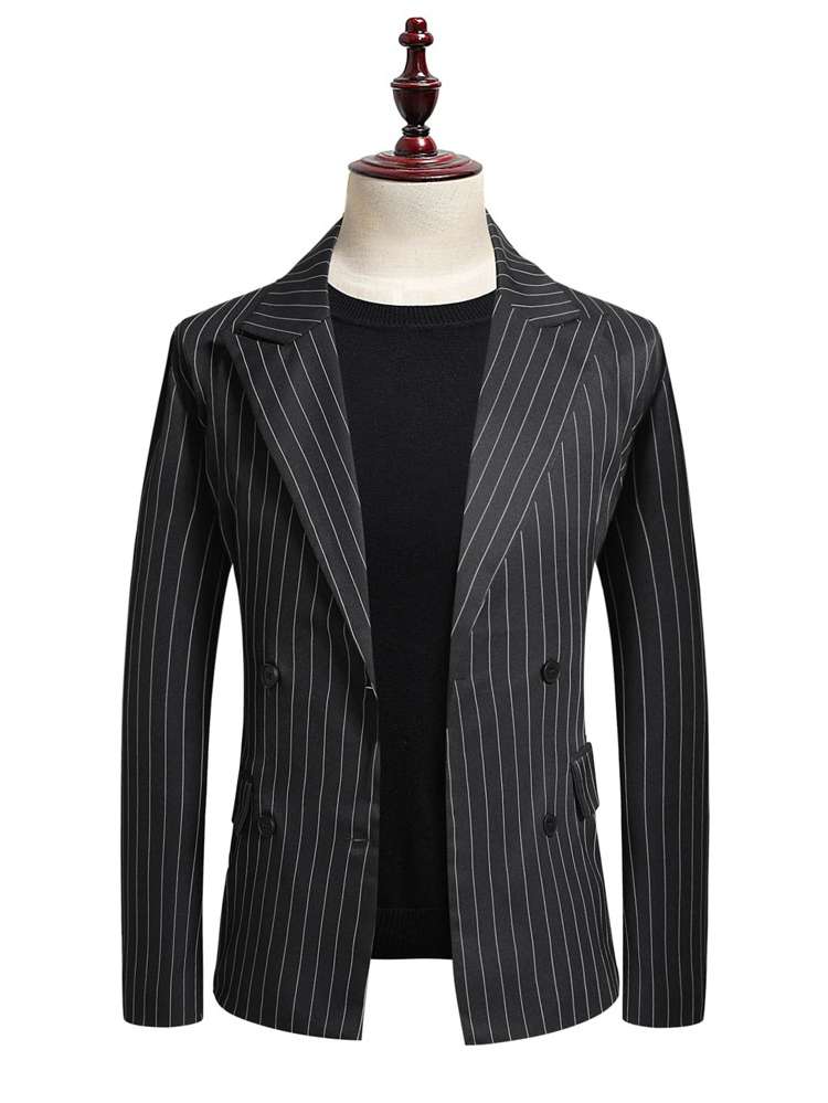 Lapel Regular Work Striped Men Suits  Separates 5950