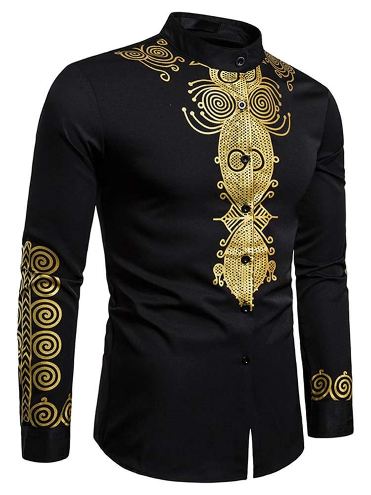  Regular Fit Baroque Black Men Tops 779