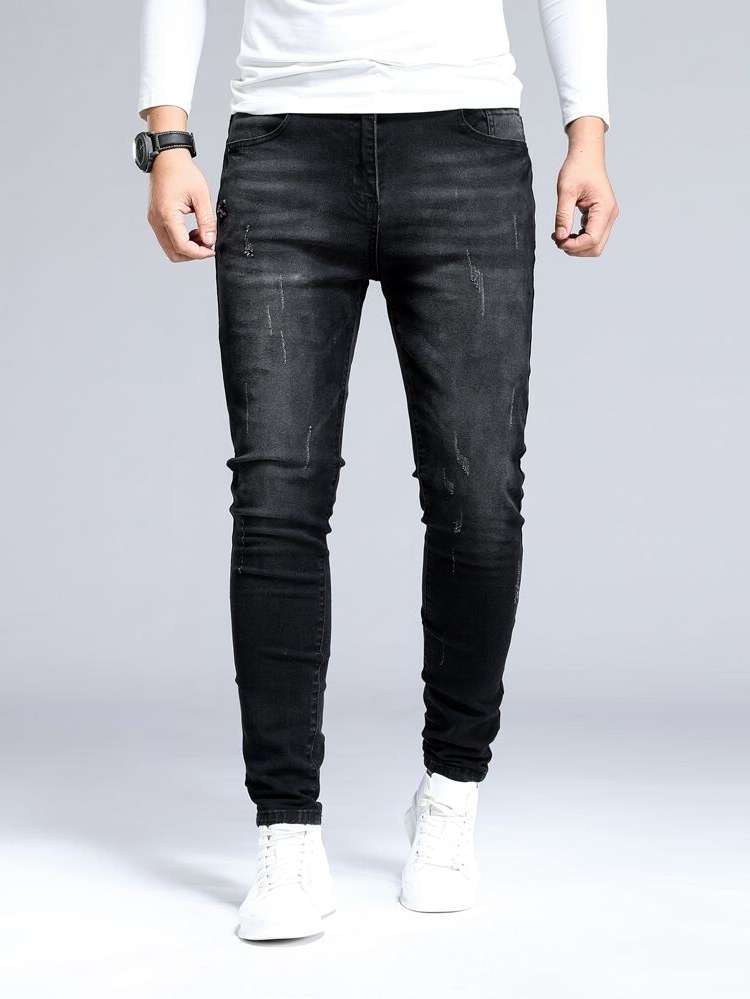  Long Black Plain Men Clothing 1403