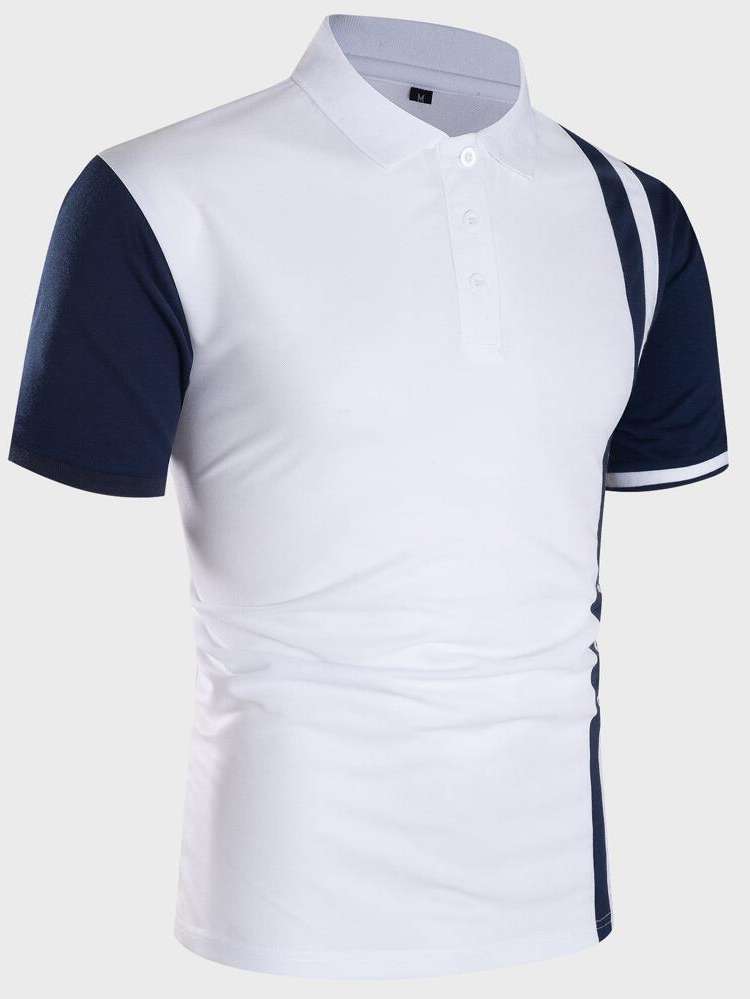 Black Short Sleeve Polo Regular Fit Men Tops 2109