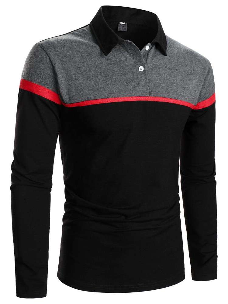 Regular Regular Fit Long Sleeve Men Polo Shirts 3840