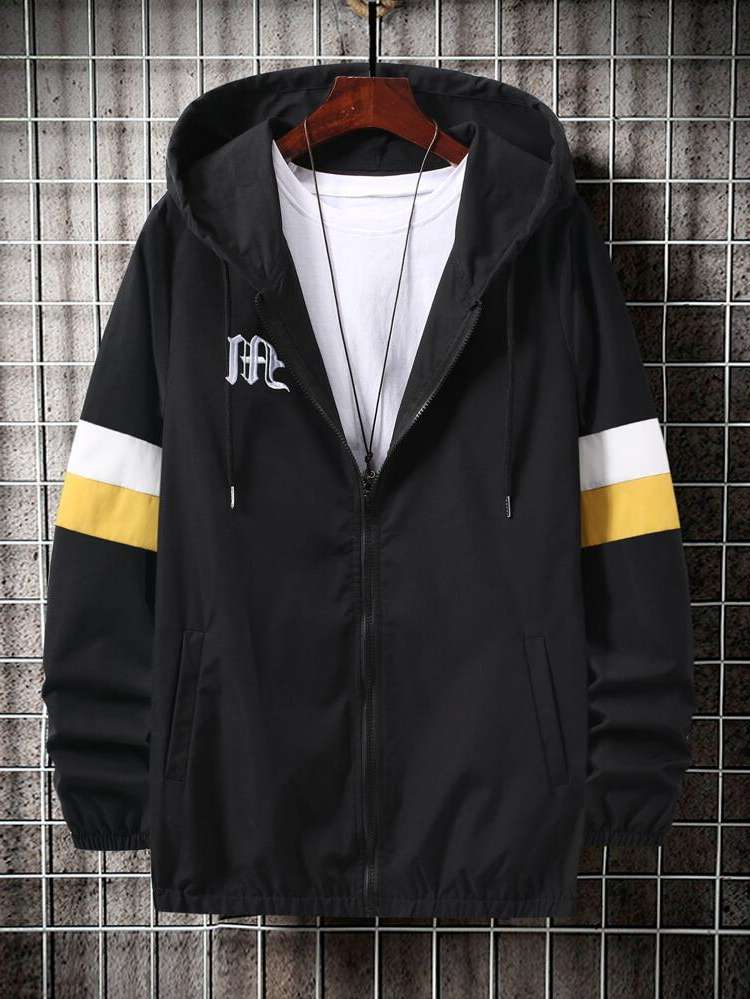  Hooded Long Sleeve Colorblock Men Clothing 204