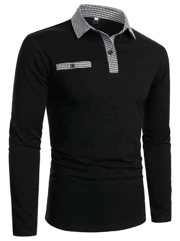 Casual Black Polo Regular Fit Men Polo Shirts 8308