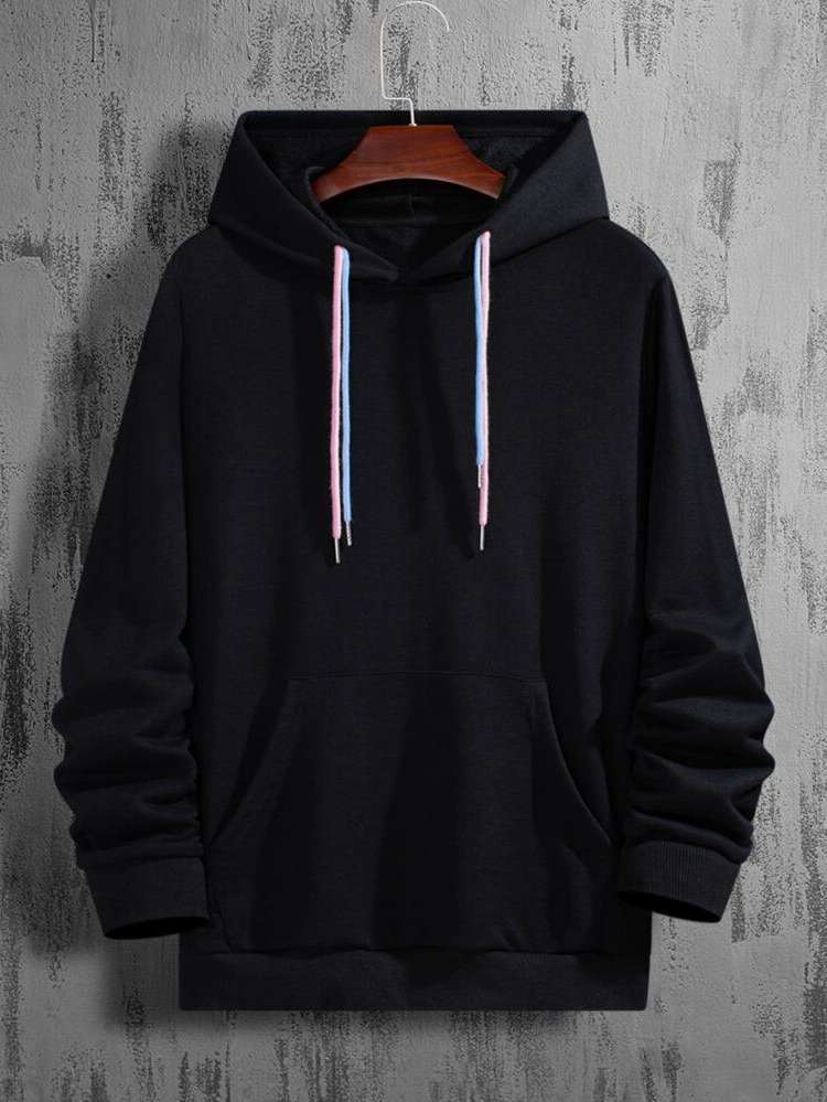 Black Long Sleeve Hooded Casual Men Clothing 554