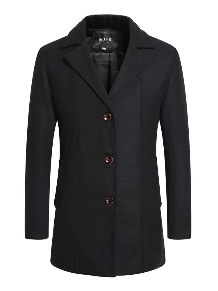  Black Midi Lapel Men Outerwear 4750