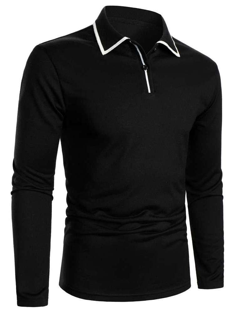  Long Sleeve Plain Men Polo Shirts 7071